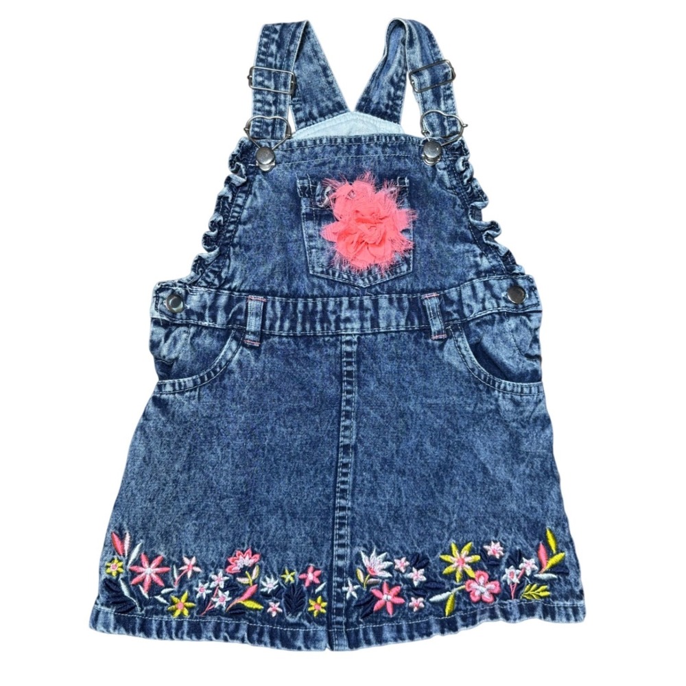 Girls 3T Denim Overall‎ Dress Bundle Kids Floral Old Navy/Little Lass Lot of 3 - Picture 7 of 16